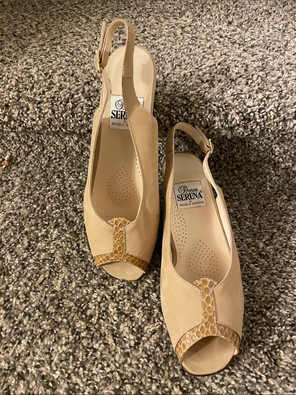 Beige Peep-Toe Slingback Clogs